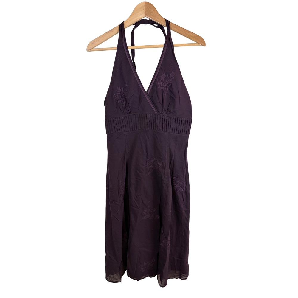 Express Embroidered Halter Midi Dress Size 8 Purple Vintage y2k Boho